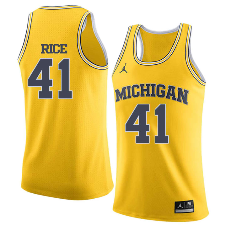 University of Michigan 41 Glen Rice Yellow College Basketball Jersey Dzhi